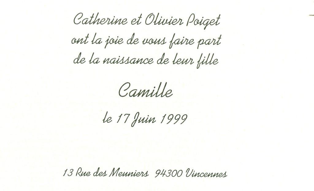 faire part de naissance de camille